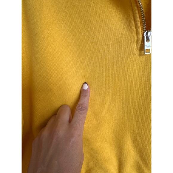 Aritzia TNA 1/4-Zip Pullover French Terry Yellow Sweatshirt, Size M - Picture 3 of 4